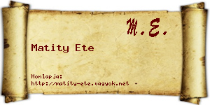 Matity Ete névjegykártya